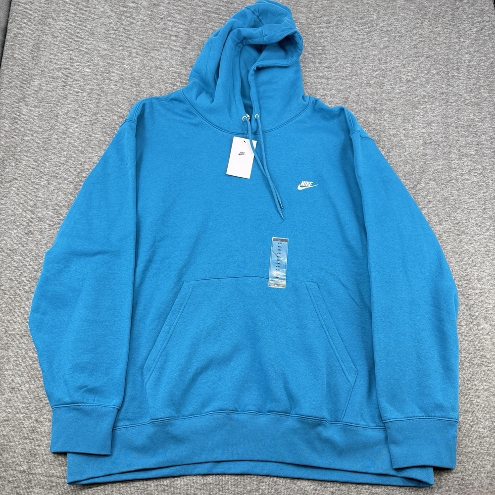 Nike Club‎ Fleece Pullover Hoodie Mens 4XL Teal Blue Swoosh Logo NWT